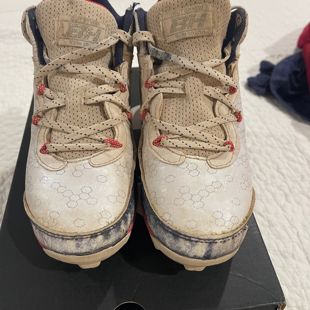 Kids Blue and Red Baseball Cleats